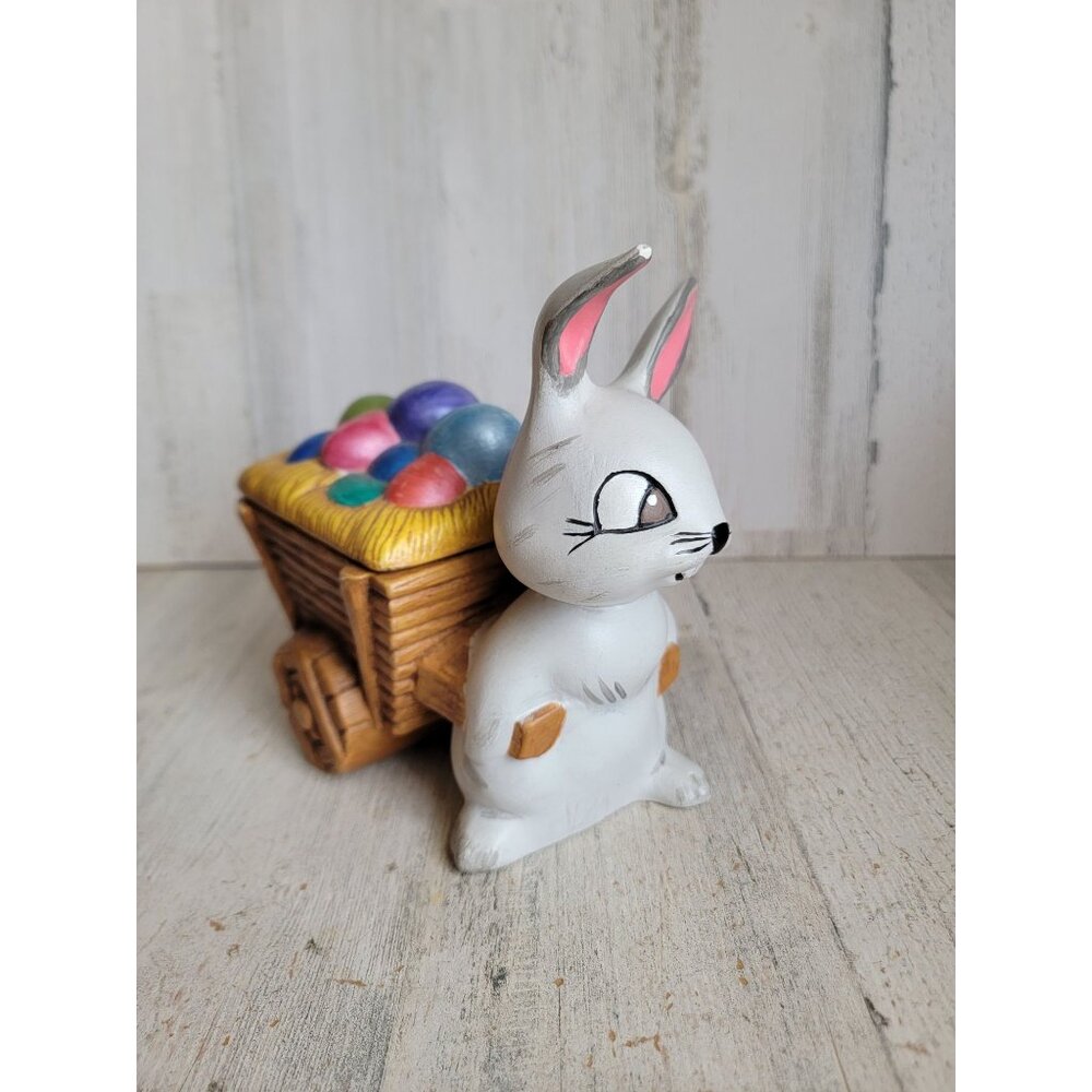 BB rabbit Easter egg ceramic vintage‎ pulling cart container unique spring